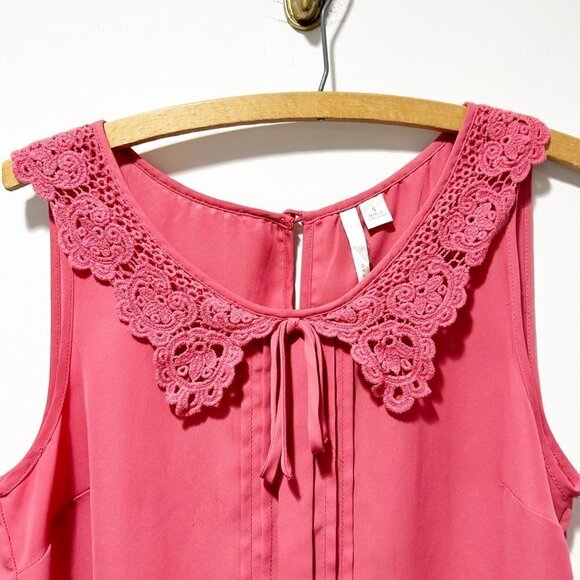 🌷SALE LC Lauren Conrad Peter Pan Collar Sleeveless Top Size Small Coral Pink - Picture 7 of 13
